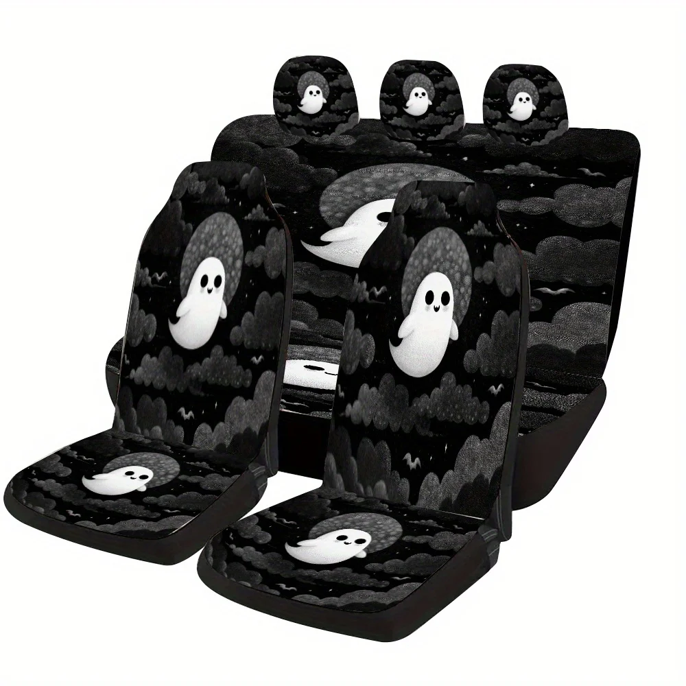Cute Flying In The Night Sky Theme Car Seat Cover Set. Suitable For Most Cars, This Fashionable And Trendy Decorative Car Seat C