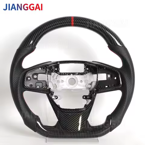 Hydro-Dip Carbon Fiber Steering Wheel For Honda Civic Gen 10th Type R 2016-2021 With Trom Cover Car Accessories Racing Wheel