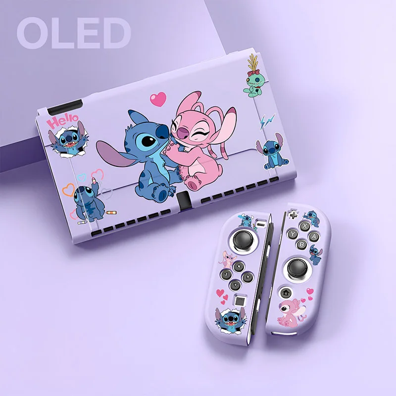 مناسبة لحافظة SWITCH OLED Stitch Mickey الواقية، غلاف ناعم مطلي بالألوان OLED من النوع المنفصل، غلاف ألوان بلوري من مادة TPU