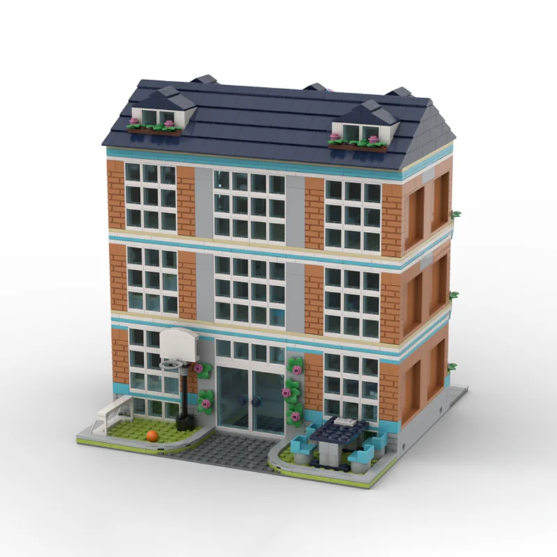 Modular City Building Model Moc Building Blocks Modular School Technology Bricks DIY Christmas Assembly Street View Toys Gifts