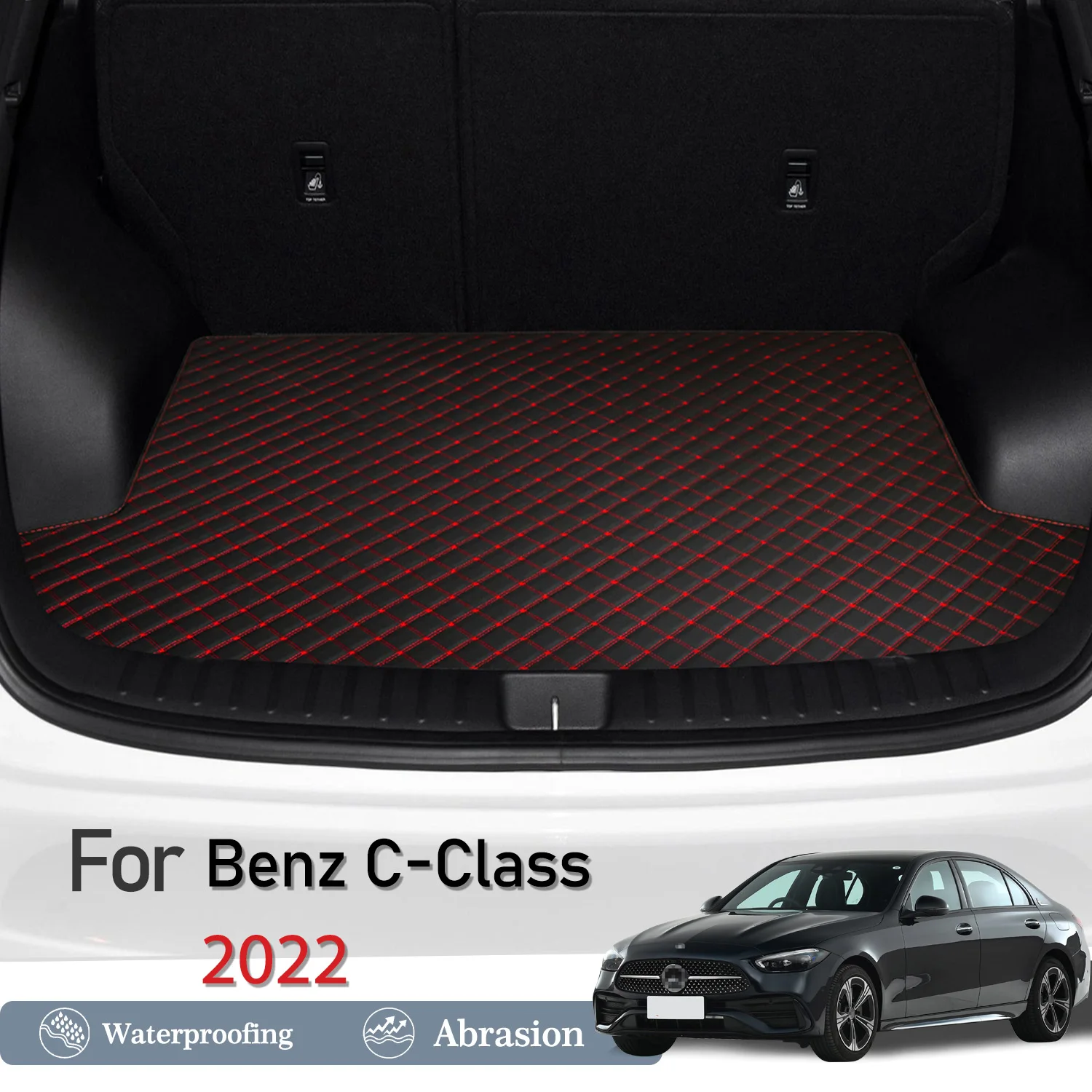 New Artificial Leather Car Trunk Mat Rear Trunk Cargo Protective Mat Car Interior Accessories For Benz C-Class 2022