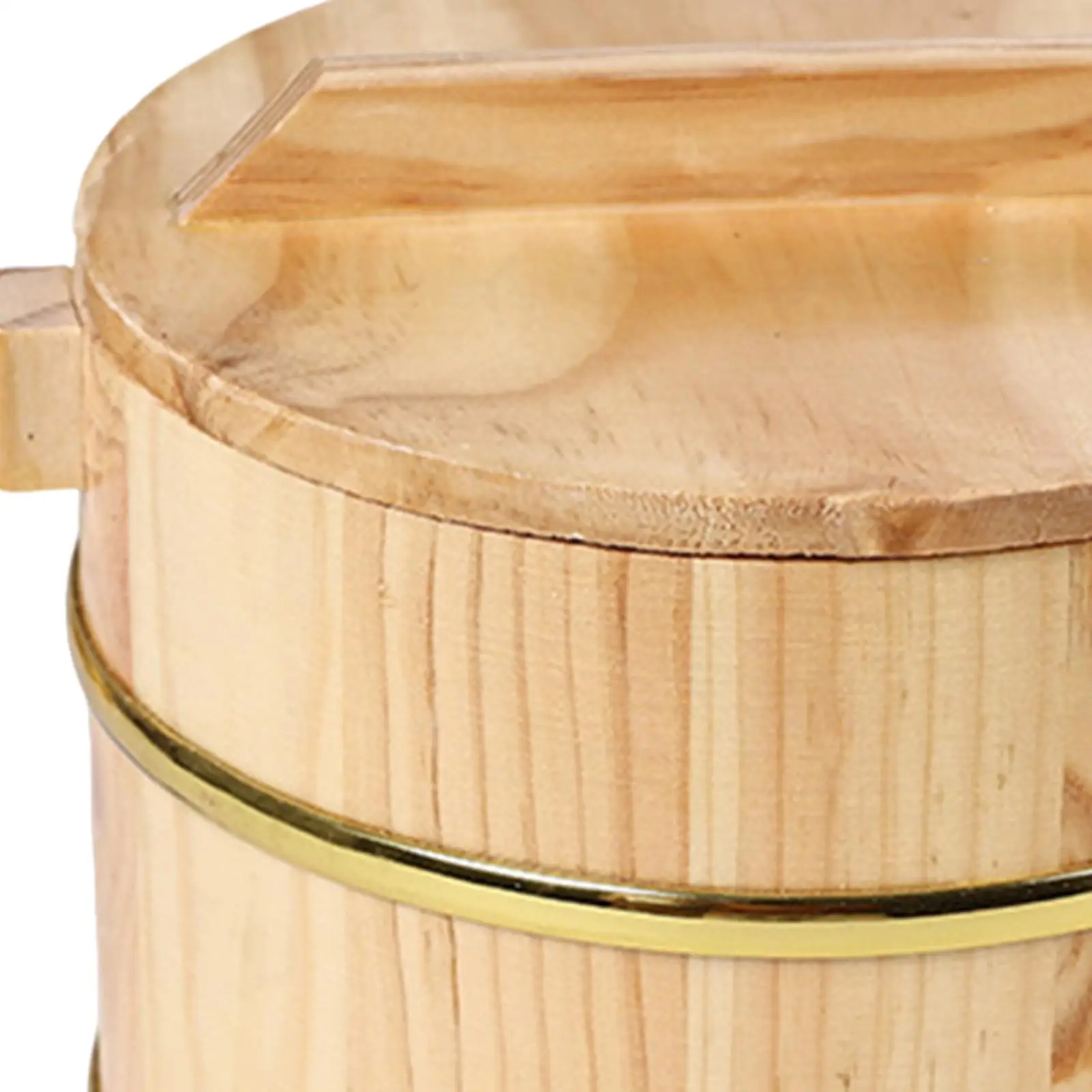 Wooden Steamed Rice Barrel Sushi Rice Bowl Multifunction Round Rice Container Wood Rice Bucket Large Capacity Food Sushi Barrel