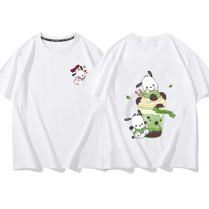 Sanrio Pochacco Men's and Women's printing T-shirt men and women casual street sports student couple T-shirt