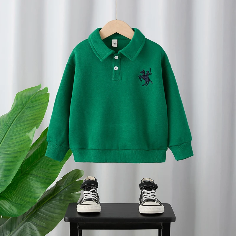 قميص بولو للأولاد 2025 جديد عصري وأنيق للأطفال للخريف بأكمام طويلة سترة أطفال عصرية على الطراز الكوري #1