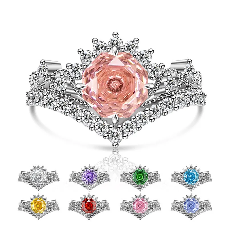 

Кольцо из стерлингового серебра 925, кольцо с розовым бриллиантом, женское модное простое кольцо, ювелирное изделие на день рождения, свадьбу, годовщину, подарок