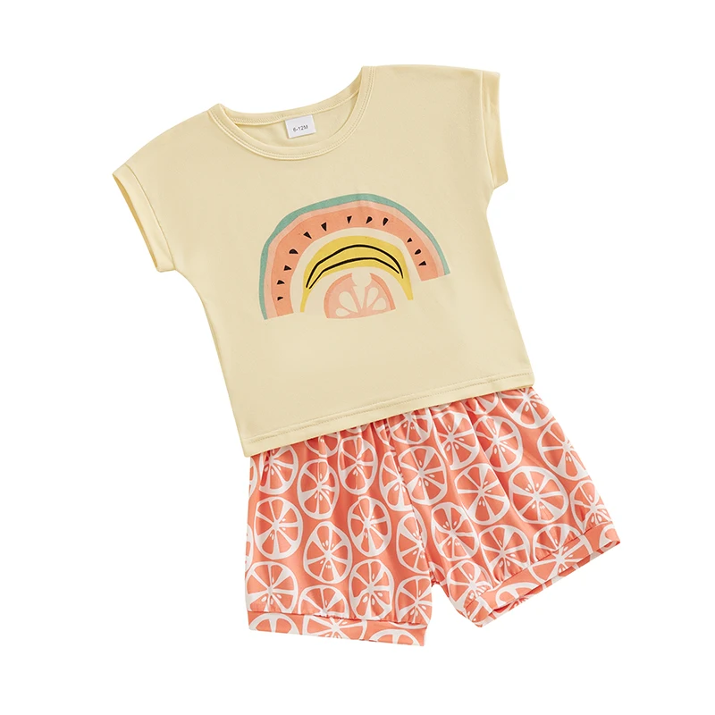 

Toddler Girl Summer Clothes Cute Print Short Sleeve T-Shirt Shorts Set 2Pcs Baby Summer Outfit