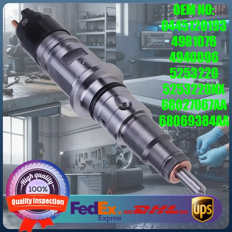 

High Quality Common Rail Fuel Injector 0445120193 4981076 4940096 5253220 for Cummins and Dodge Ram ISB/QSB 6.7L Engine