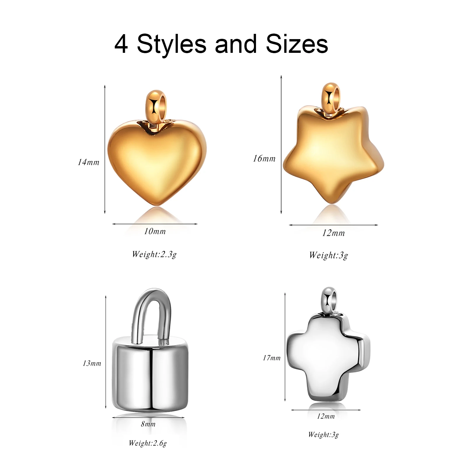 Custom Name/Date Stainless Steel Mini Heart/Cross/Star/Padlock Urn Necklace Cremation Jewelry Ashes Pendant Making Dropshipping
