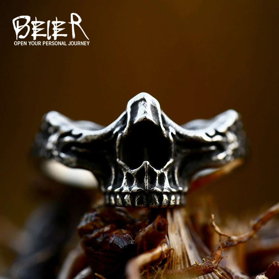 BEIER 2023 New Arrival Stainless Steel Multifarious Skull Flower Ring For Men Biker Punk Hip Hop Gothic Jewelry Wholesale Gift