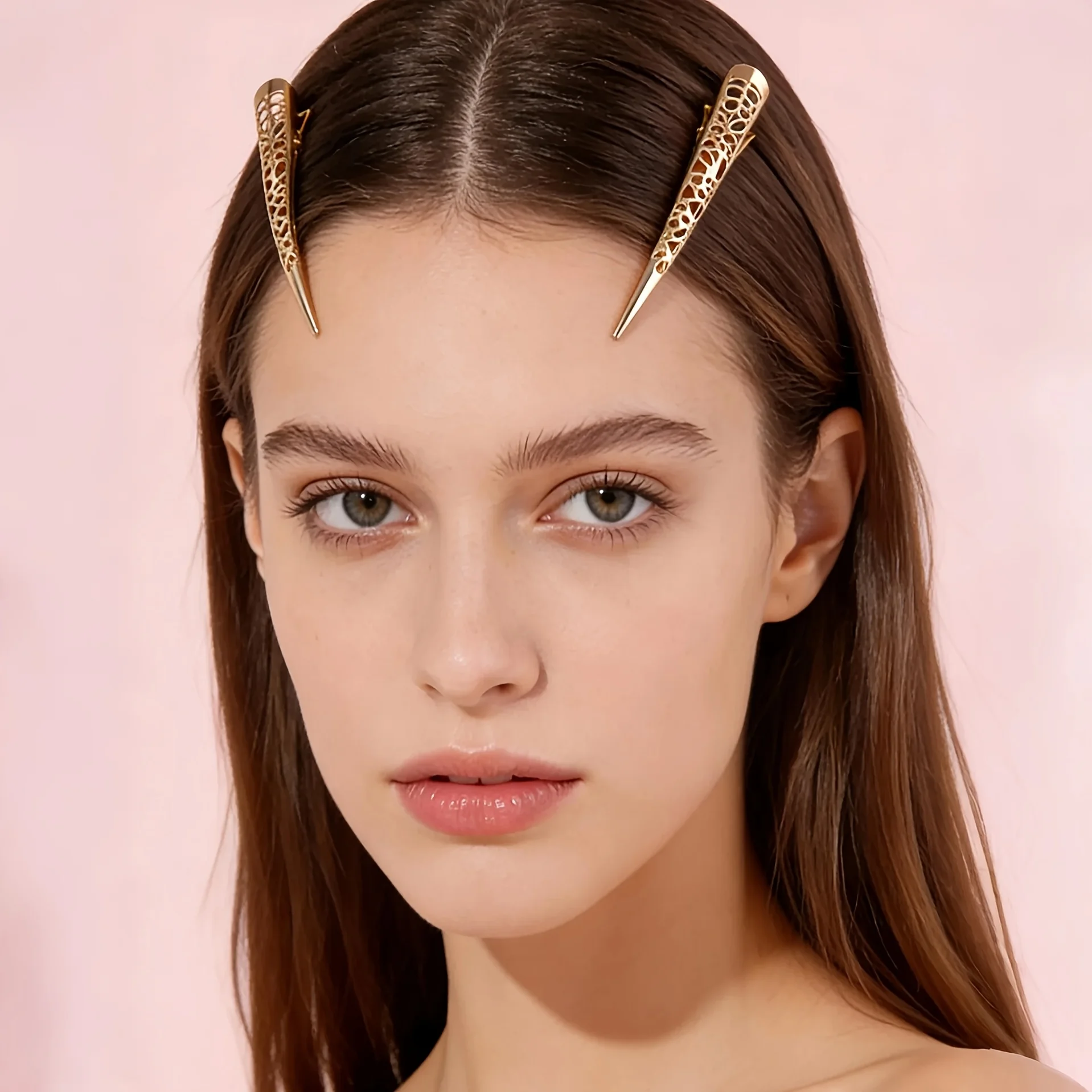 Silver/Golden Bohemian-style Open Seamless Hairpin - Crocodile Mouth Hairpin, for Fixing Side Bangs Accessories