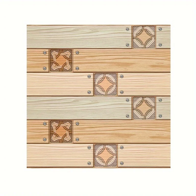 3D Wood Self-adhesive Wall Sticker Faux Wood Wall Planks DIY Peel And Stick Wall Tiles Farmhouse Wood Panels Heat And Water-Res