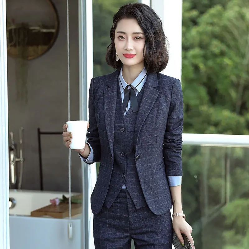 High Quality Fabric Formal Women Business Suits Female Pantsuits Office Ladies Professional Career Interview Blazers Set S-4XL