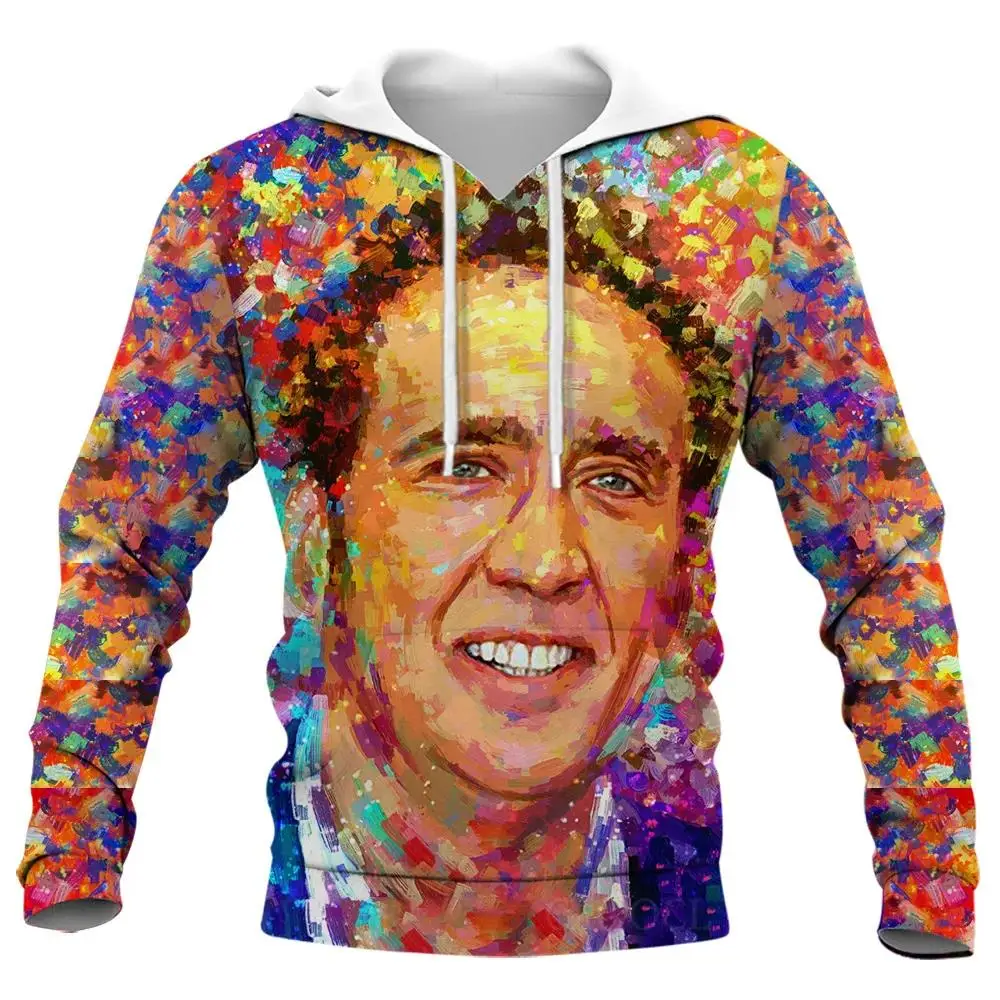 Weihnachten Nicolas Cage Gesicht Hoodie Lustige 3D Grafik Hoodies Für Männer Neue Mit Kapuze Pullover Sweatshirt Lässige Mode Männer Hoodies