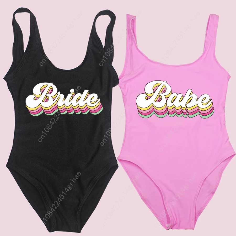 Bride Babe Sexy Swimwear Women Summer Swimsuit one-pieces Bathing Suit Bridal Party Beachwear Swimming Suit Wedding Bodysuit