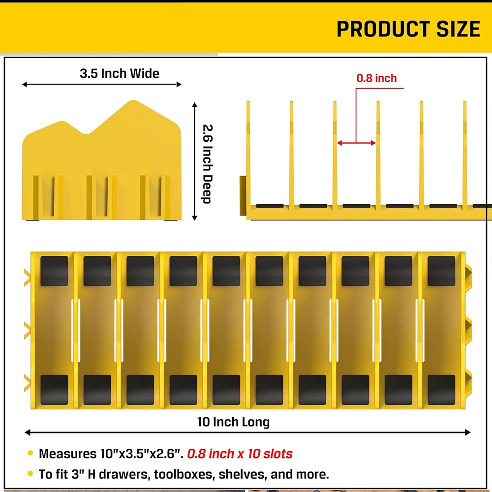 Porte-Pince à Fente en Plastique Durable, Rangement Facile, Outils à Main, Marteaux de Coupe, Boîte à Outils Modulaire, Evalu10