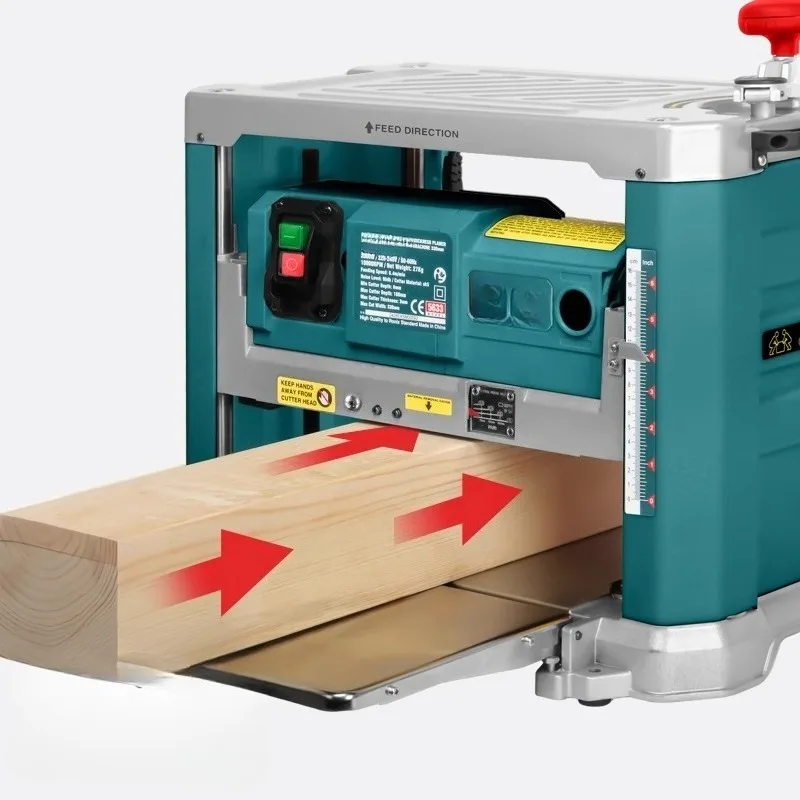 220V 2000W Spiral Knife Woodworking Planer Flat Press Planer Woodworking Machinery Multi functional Desktop Planer