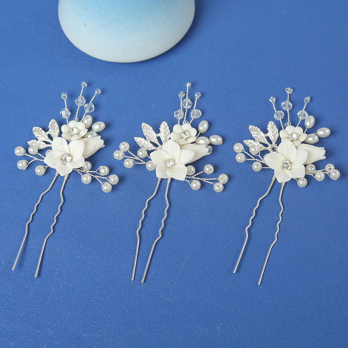 3Pcs Handmade Gold Silver Color Crystal Rhinestone Hairpin Set Barrettes For Bride Women Pearls Flower Wedding Hair Accessories