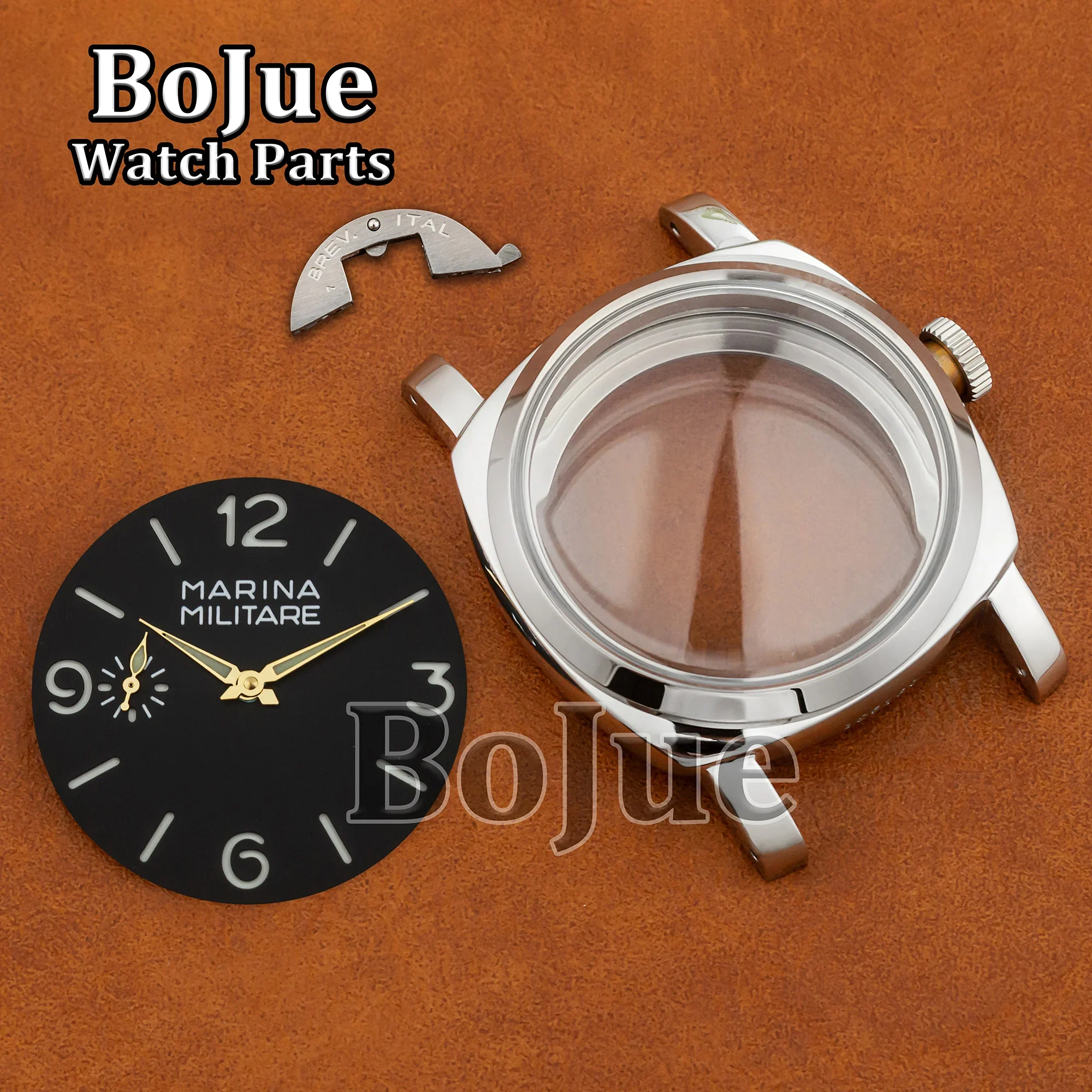 47mm ETA6497 Movement Stainless Steel Case Men manual Mechanical Watch Dial Hands Watch Replacement Parts for Pam 6152 Case