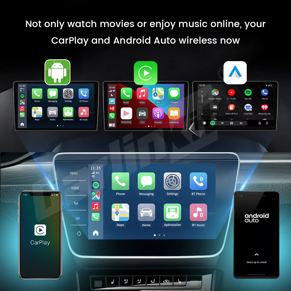 CarlinKit CarPlay Ai TV Box Android 13 QCM6125 Беспроводной CarPlay Android Auto 4G LTE Smart Car Play Streaming Box 8G 128G FOTA