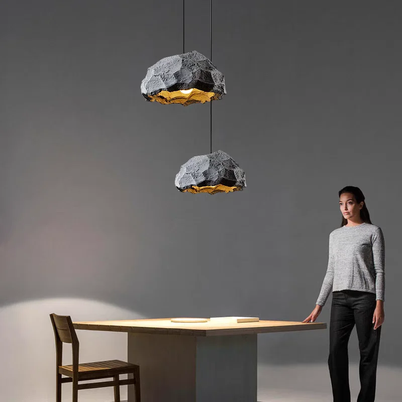 Nordic Wabi Sabi Creative Stone E27 Pendant Lights Modern Lustre Home Decor Ceiling Chandelier