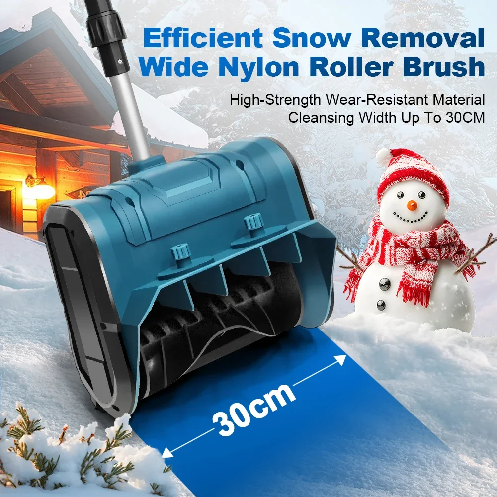 Winter Brushed Electric Snowplow w/ Adjustable Handle Clean Street Courtyard Winter Cordless Snow Machine for 18V Makita Battery