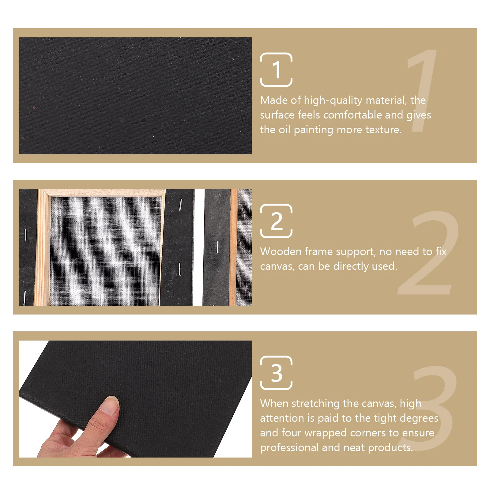 

2Pcs Black Painting Canvas Professional Stretched Frames DIY Oil Painting Panels Artists Canvas Boards Arts Stretcher Frames