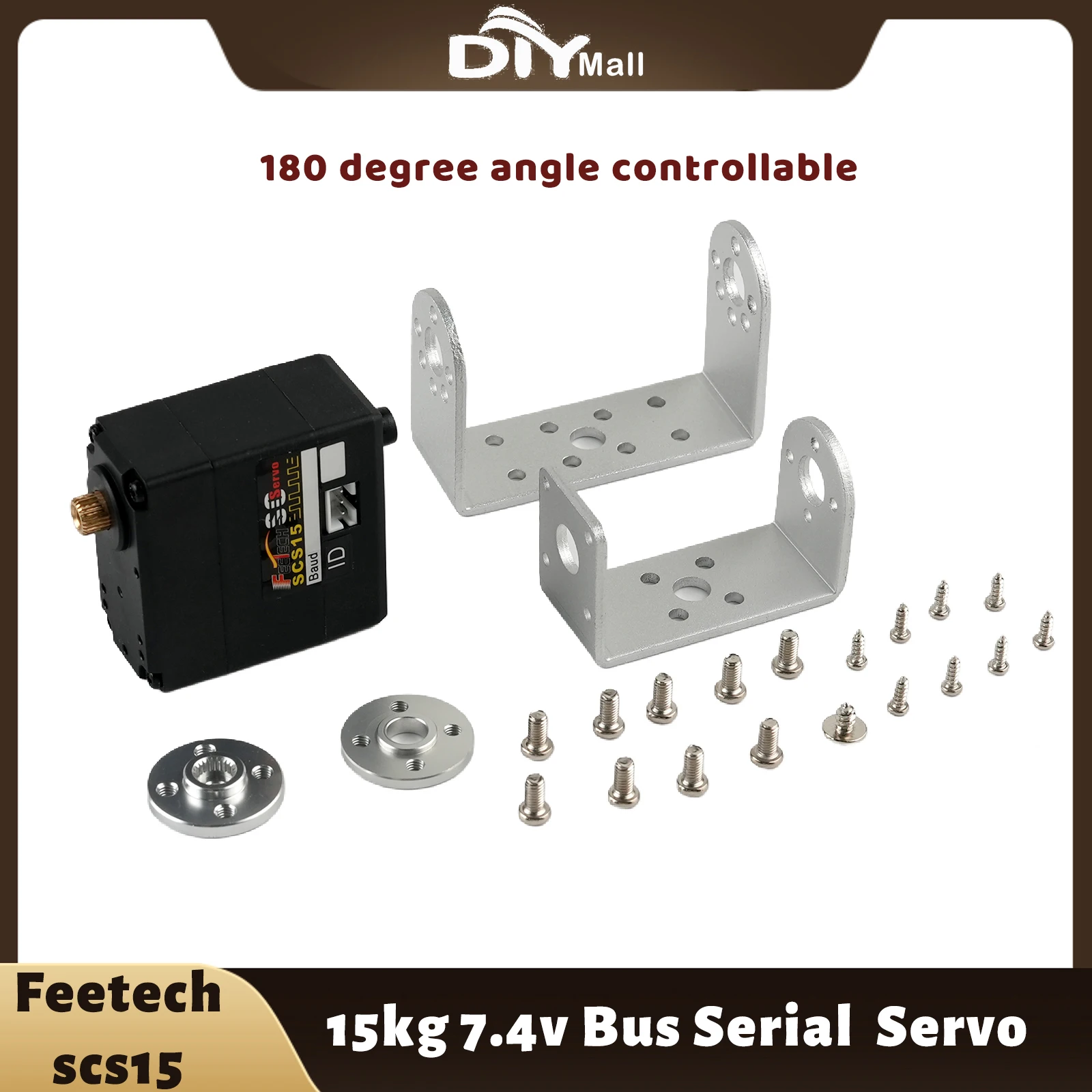 

Feetech 15KG Dual Axis Serial Bus Servo 180° Angle Controllable Motor Bracket Position Feedback TTL Servos For Robot Model SCS15