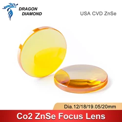 Lentille USA CVD ZnSe Focus pour Machine de Découpe et Gravure Laser Co2, Diamètre 12/15/18/19.05/20mm FL 38.1/50.8 /63.5 /76.2 /101.6/127mm