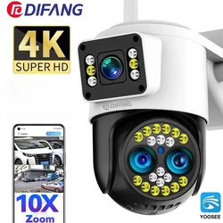 4K 8MP IP Camera WiFi Outdoor Waterproof 10x Zoom 4G Wireless Camera Yoosee Triple Lens Dual Screen Voice ColorNight Vision CCTV