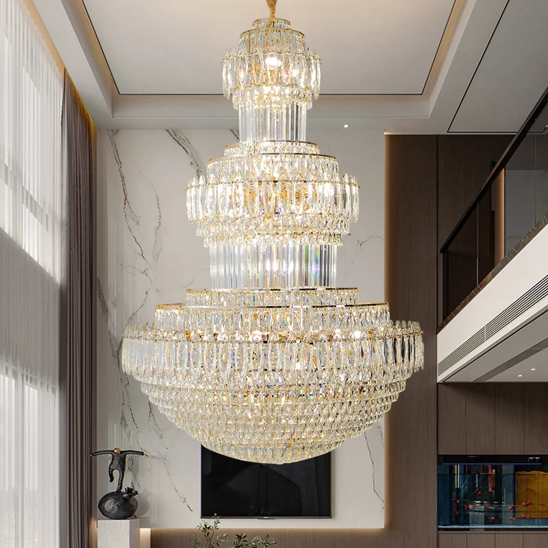 Hotel lobby lights Fashion Creative Duplex Decorative Lights European Light Luxury Luxury Living Room Crystal Hanging Lighting