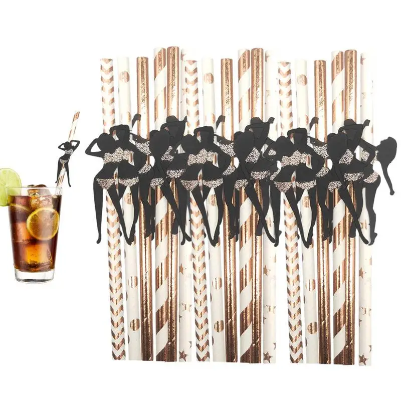 Bachelorette Party Favors Bachelor Straws 24 PCS Reusable Straws Stripper Dancing Men Bachelorette Party Decorations Naughty