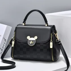 Disney women's bag crossbody bags mickey mouse fashion shoulder pu fresh handbag large capacity small square bag