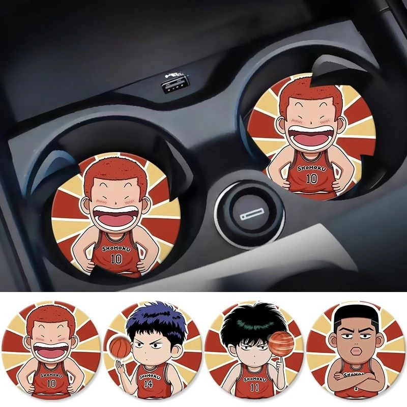 سلام دنك ساكوراجي Hanamichi Rukawa Kaede كارتون لطيف كوستر حامل أكواب السيارة حصيرة عالية القيمة الزخرفية عدم الانزلاق تخزين حصيرة #6