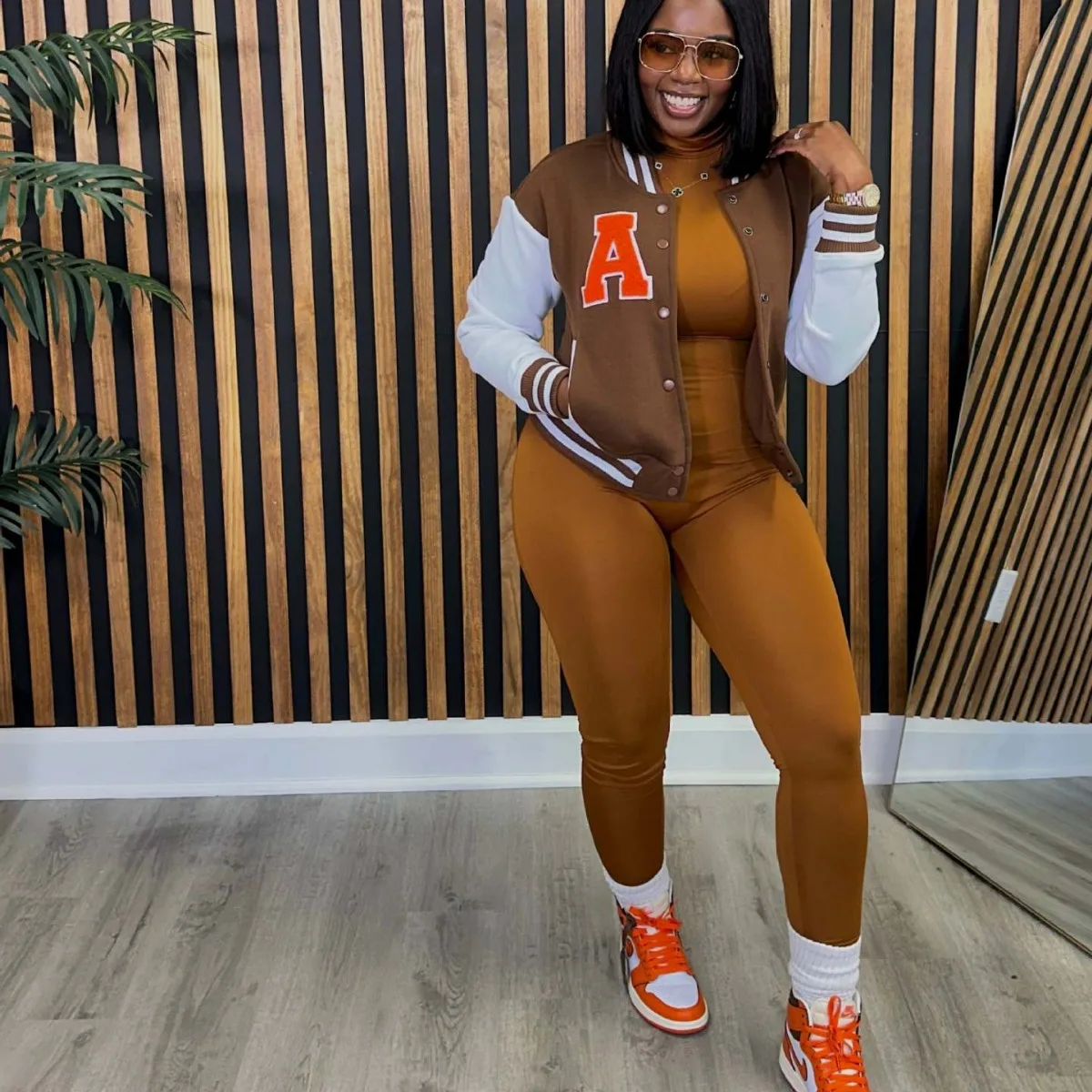 

Women's Baseball Uniform Jacket European American Style 31323 Independent Station Hot Sale Fashionable Outerwear