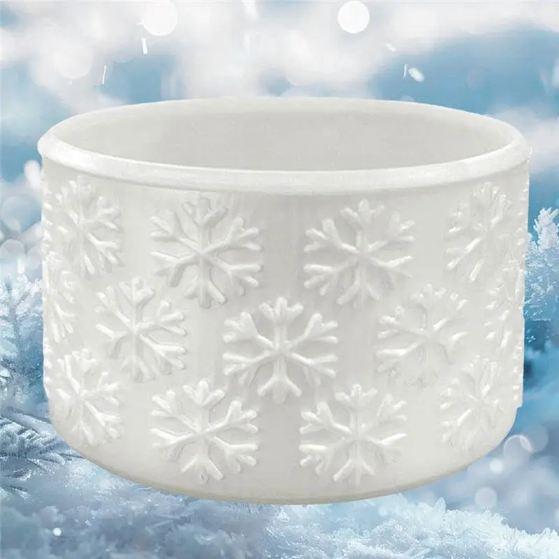 A84E-Silicone Cup Cover Ice Cup Boots Car Water Cup Bottle Protective Cover Snowflake Texture Non-Slip Cover