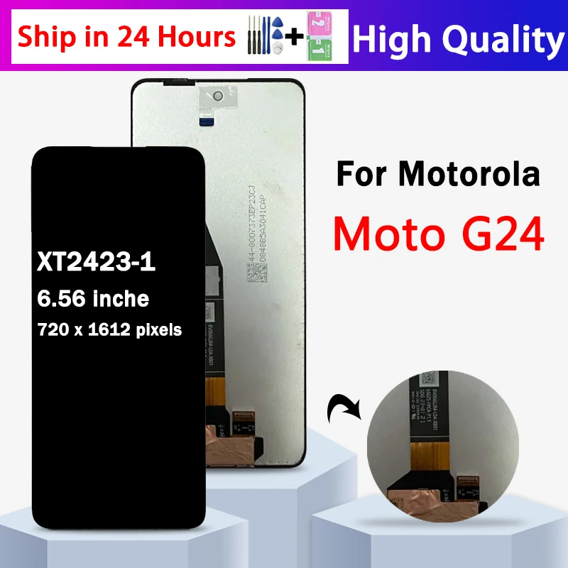 

6.56"New For Motorola Moto G24 LCD Display Touch Panel Digitizer Assembly Screen For Moto G24 XT2423-2 LCD With Frame