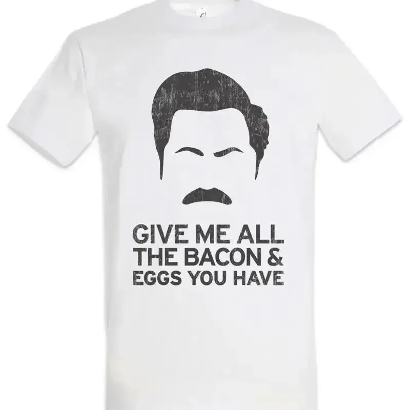 Give Me All The Bacon T Shirt Fun Geek Nerd Parks and Recreation Rec Greg
