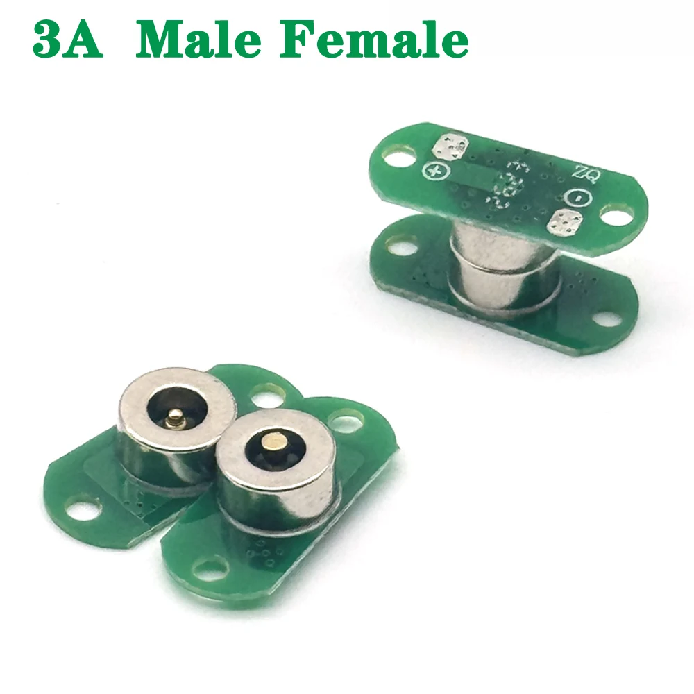 1Pcs 1Set 3A DC Magnetic Pogo Pin Connector Pogopin Male Female spacing Spring Loaded DC Power Socket With installation holes