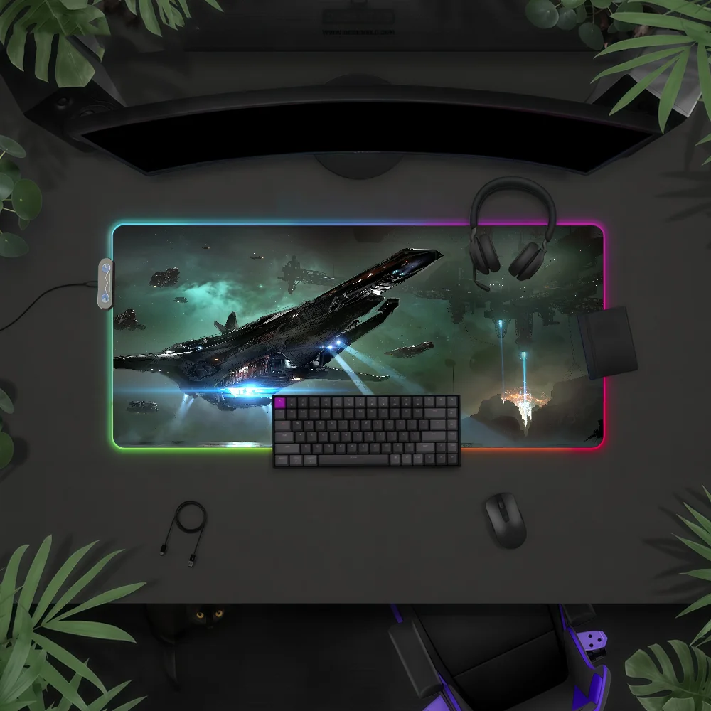 Game S-Star C-CitizenS Mouse Pad RGB LED Light Colorful Game Keyboard Non-slip Cover Desk-mat Surface Waterproof