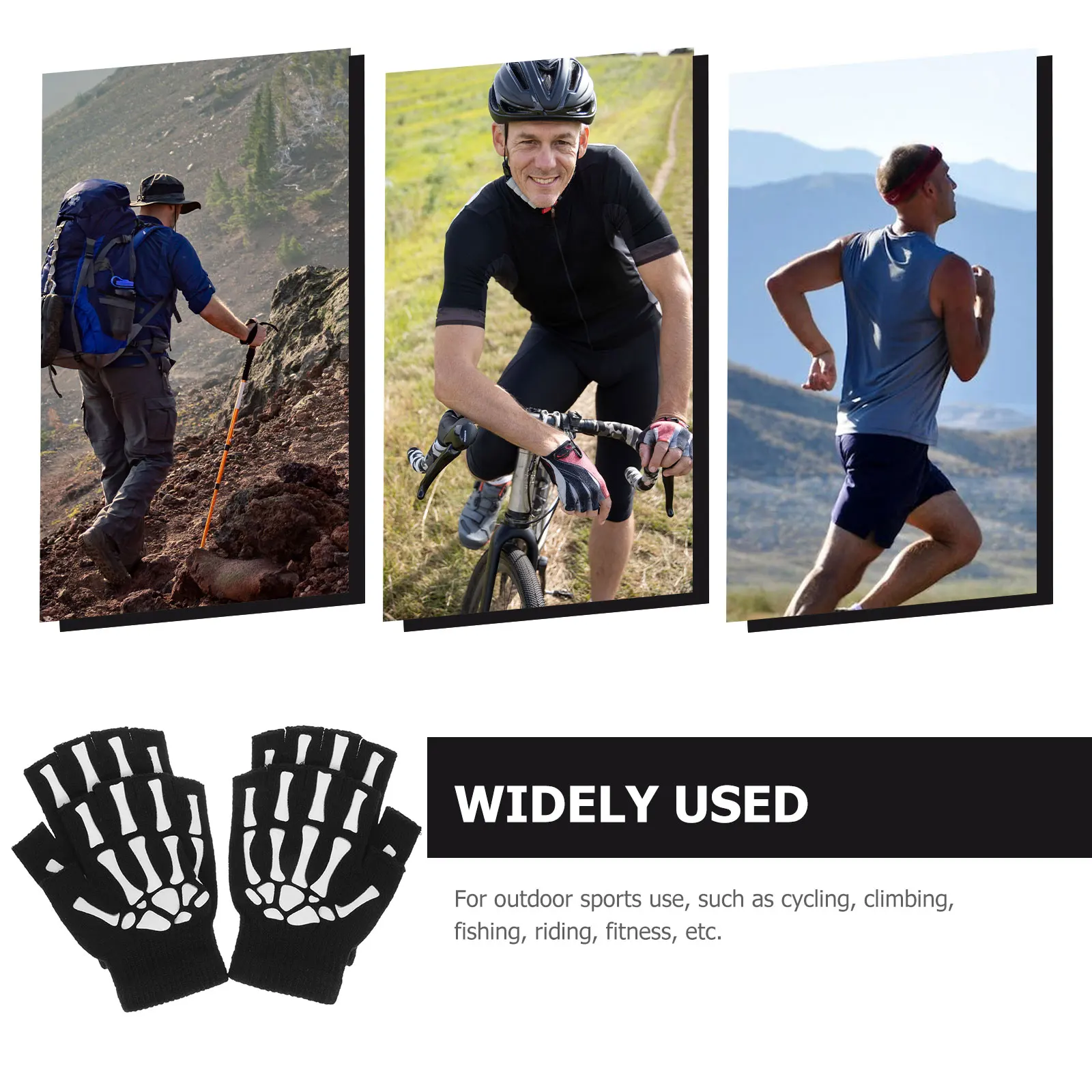 

2Pairs Cycling Gloves Half Finger Printed Knitted Outdoor Sports Breathable Shock Absorbing Anti Skid for Riding