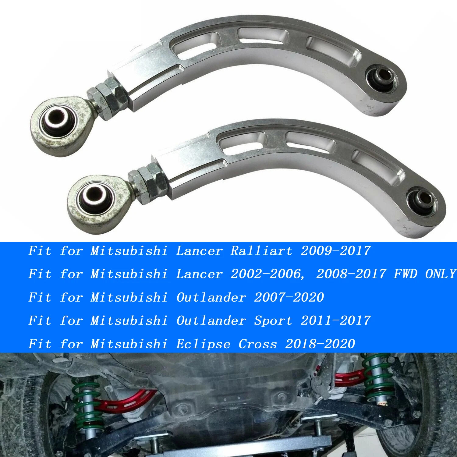 upgrade accessories Adjustable Bearing Rear Camber Arm Kit for Mitsubishi Lancer 02-06 08-17 Silver
