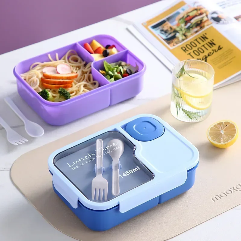 Bento Lunch Box for Kids Girls Cartoon Students Kawaii Cute Heated 3 Grid Sandwich Snack Food Box Special Canteen Food Storage