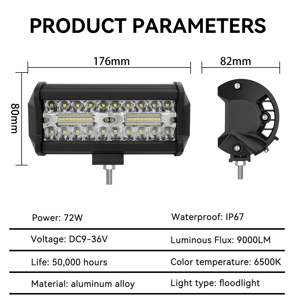 سيارة عمود إضاءة LED ضوء العمل 12 فولت 24 فولت الطرق الوعرة بقعة الفيضانات كومبو عمود إضاءة LED ضوء العمل ل ATV UTV جيب لادا نيفا 4x4 شاحنة قارب SUV