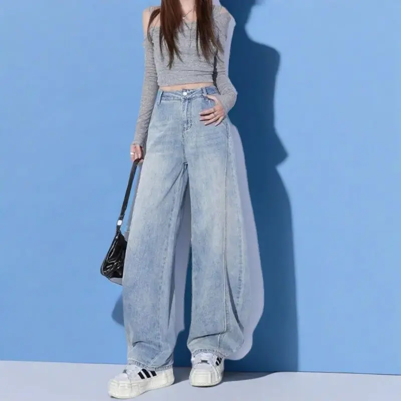 

Banana Shaped Jeans 2025 Fashion New Silod Loose Style Korean Simple Office High Waist Girls Jeans