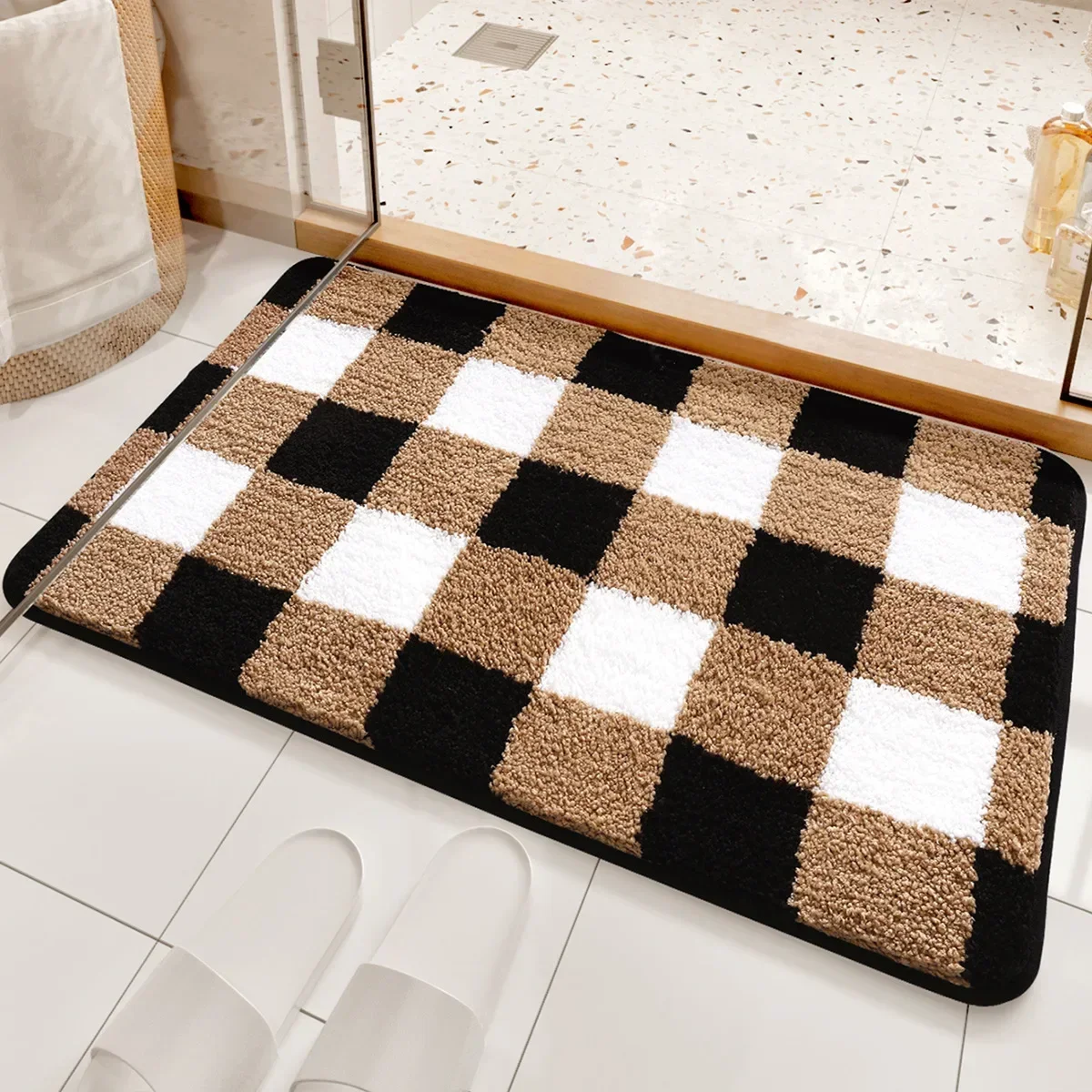 ‌Premium Flocked Microfiber Bath Mat Set - Ultra Thickened Toilet Foot Mats, Super Absorbent & Quick-Dry, Non-Slip Bathroom Rug
