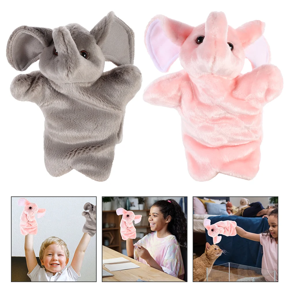 2pcs Elephants Hand Puppet Parent child Plush Toy Cartoon Animal Interactive Educational Play Kids Skill Development