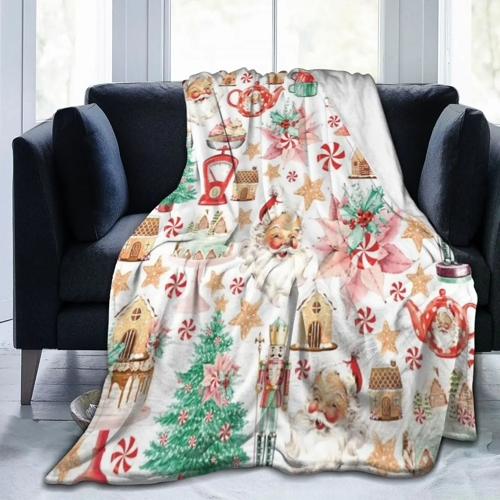 Blanket Nutcracker Christmas Tree Star Throw Blanket Ultra Soft Velvet Blanket Lightweight Bed Blanket Quilt Durable Home Decor