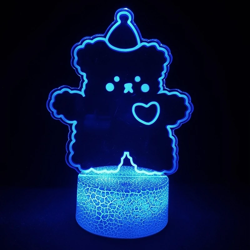 Bunte Weihnachts bär 3d Acryl Plug-in Nachttisch lampe Schlafzimmer Nachtlicht