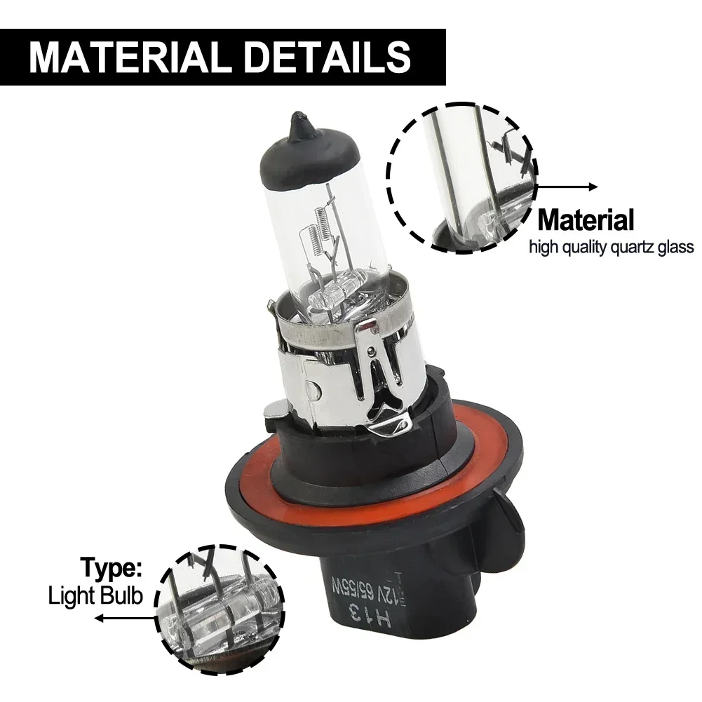 H13 9008 12V 55W Halogen Light Bulb White Quartz Headlight Bulbs Car High Beam Lamps Daytime Running Light