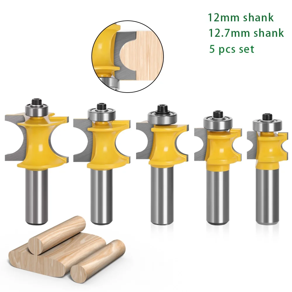 

5 шт. 12 мм 1/2 хвостовик Bullnose полукруглая бита с подшипником торцевая фреза Биты для деревообработки инструмент фрезеровка